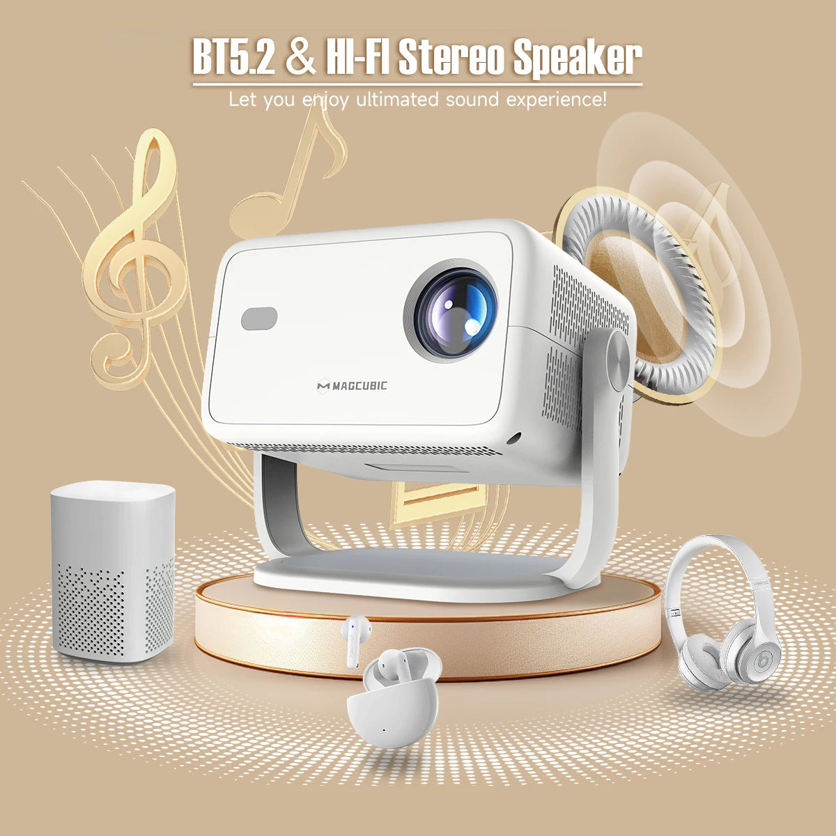 Magcubic 4K L018 Projector 650ANSI Native 1080P Auto Focus & Keystone 360° Rotate Android 11 BT 5.2 WIFI6 Portable Home Theatre