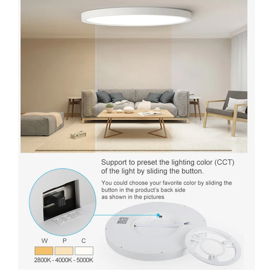 Modern LED Ceiling Light Wood Grain Golden One Light with 3 Colours