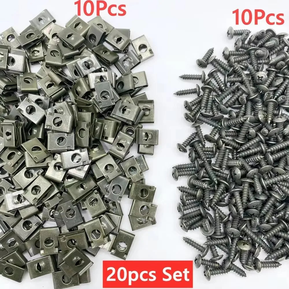 100Pcs-10Pc Mixed Car Metal Screw Fastener Clip U-Type Clip Anti-rust Protection