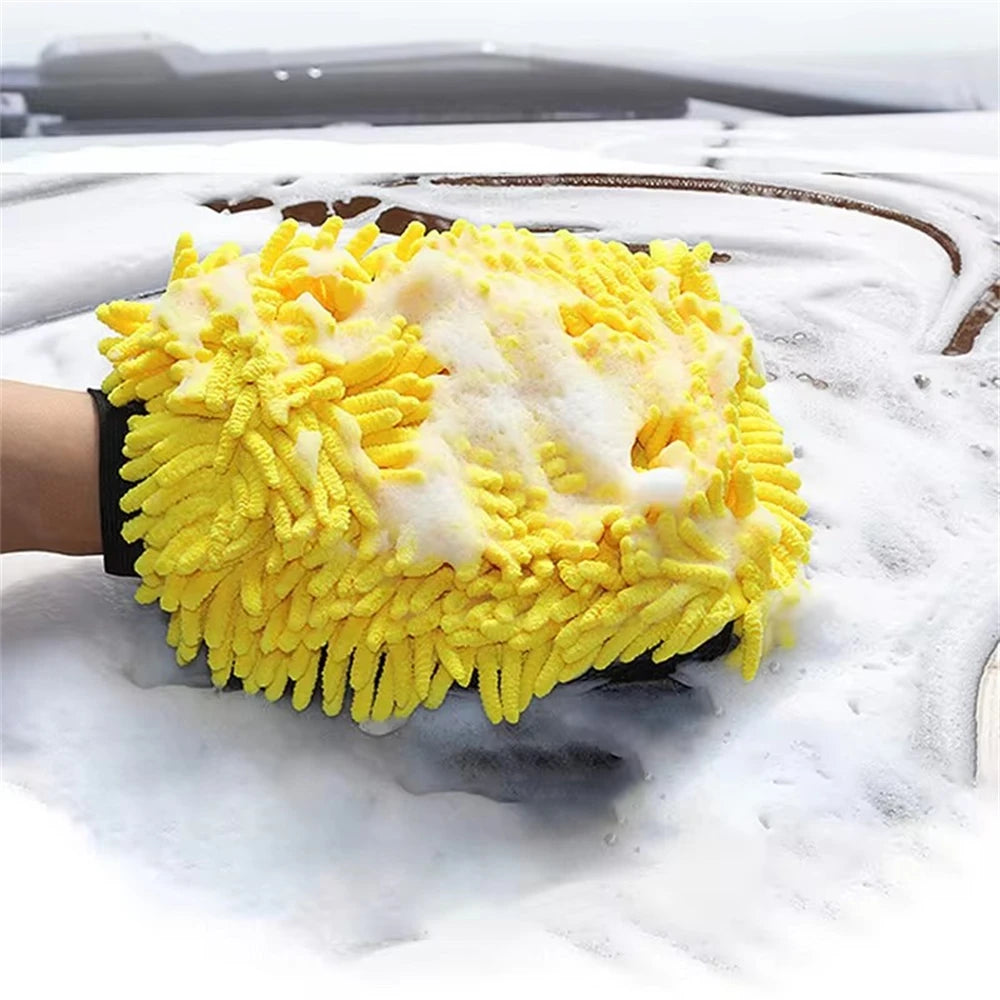 1/5pcs Car Washing Gloves Waterproof Microfiber Chenille Gloves