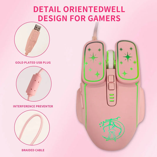 USB Gaming Mouse RGB Backlit Ergonomic Game Mice 7D Esports Wired Mouse for Laptop PC Gamer