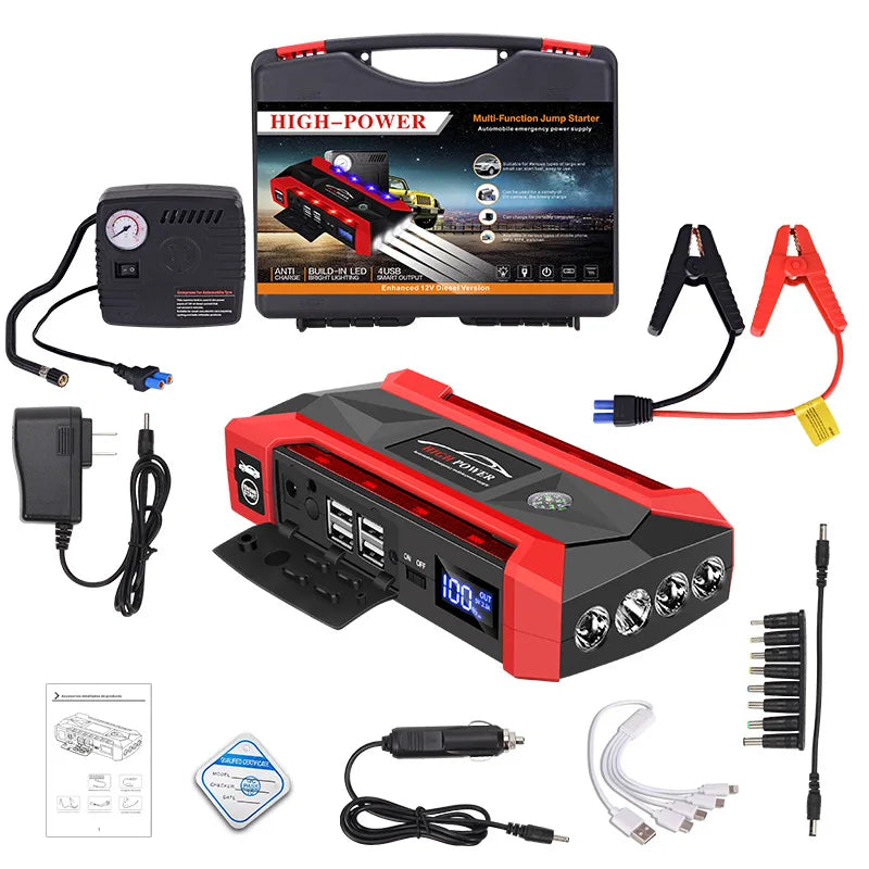 30000mAh Car Jump Starter Portable Car Battery Booster Charger 12V Car Emergency Start Power Supply Starting Device Car Starter