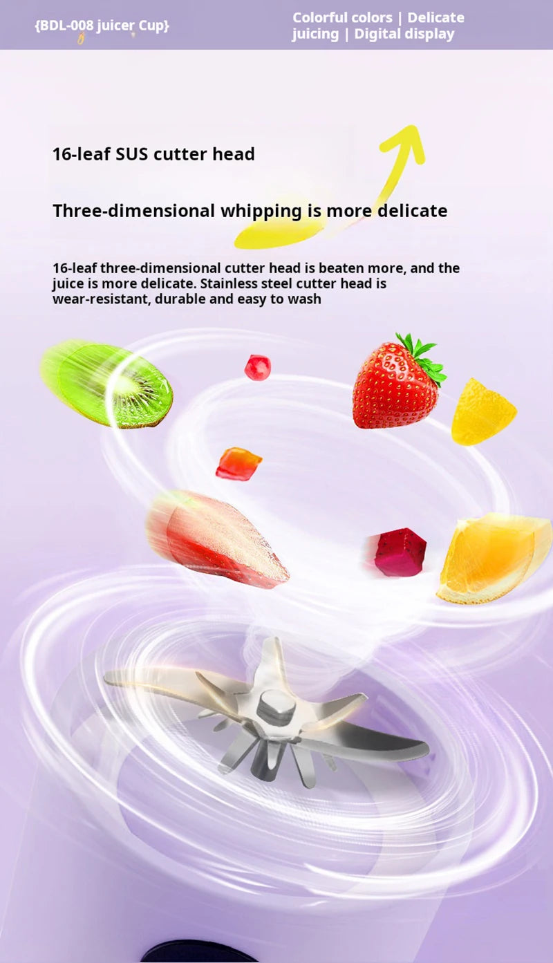 Portable Blender USB Rechargeable Cordless Mini Juicer Mixer