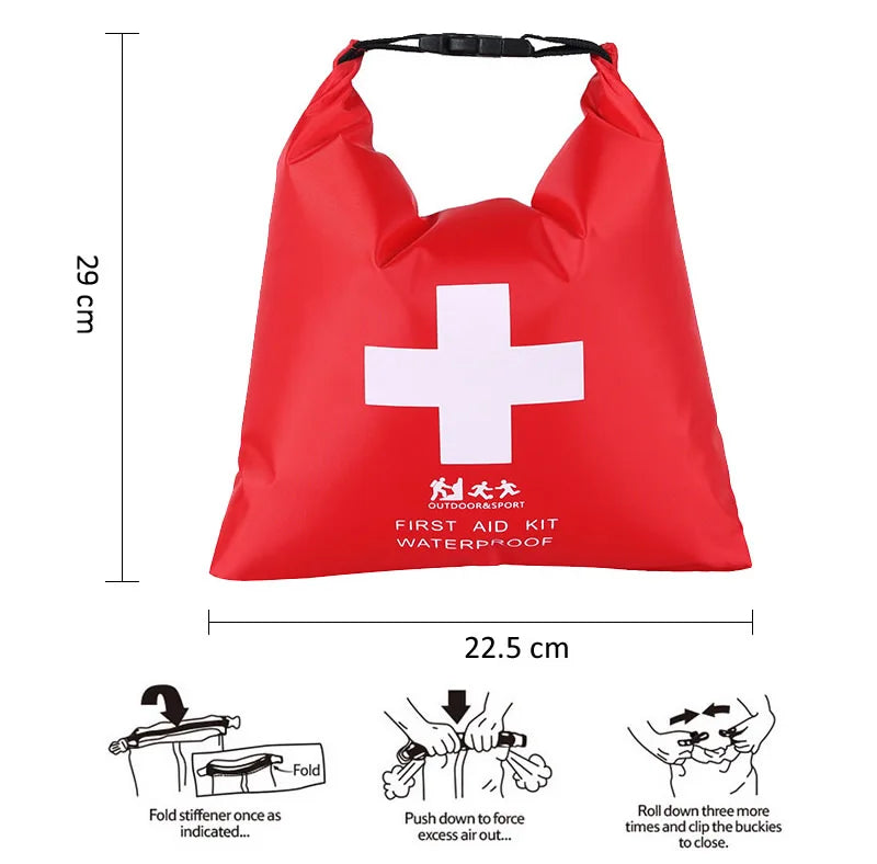 1.2L Portable Red Waterproof First Aid Kit Bag Emergency Kits
