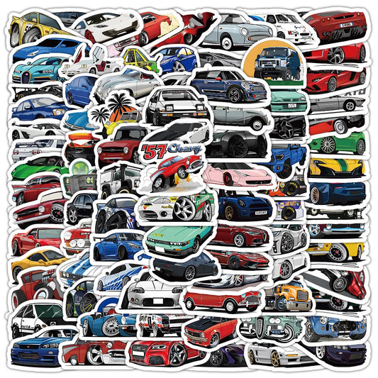 10/50/100 Pcs Retrofit Racing Car PVC Stickers Laptop Guitar Sticker Decal