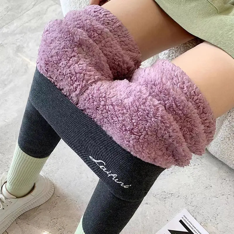 2025 New Warm Leggings Fashion Women Letter Print Autumn Winter Adding Thick Pencil Pants Casual Stretchy Fleece Slim Legging
