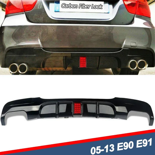 Rear Bumper Spoiler Lip with Led for BMW 3 Series E90 318i 320i 328i 330i 335i 340i Diffuser with Brake Light 2005-2012