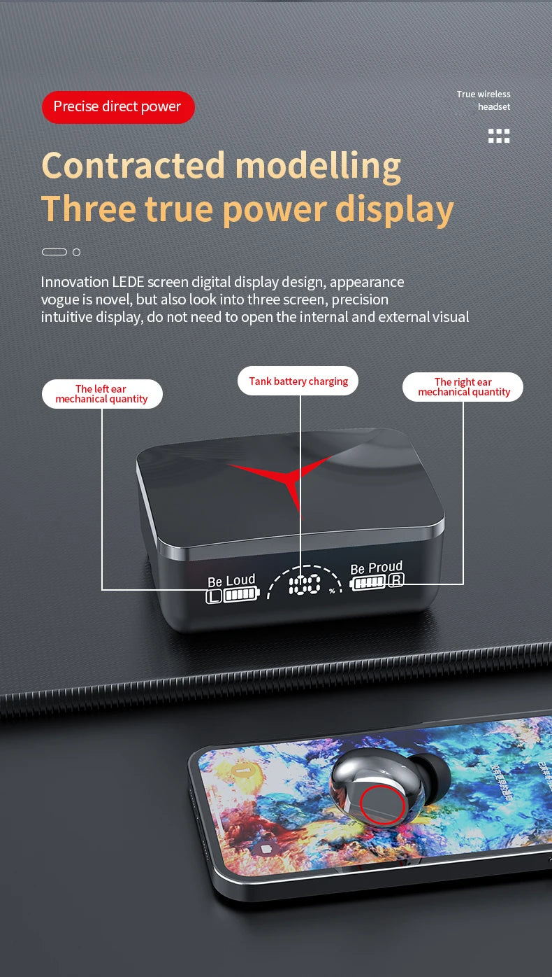 Original TWS M90 Wireless Headphones Sliding Cover Gaming Earphone Bluetooth 5.3