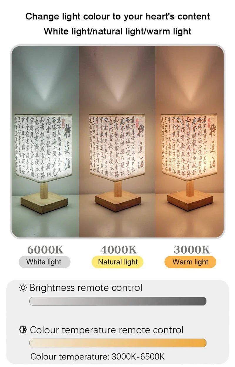 LED Decoration Chinese Table Lamp Simple Dimmable