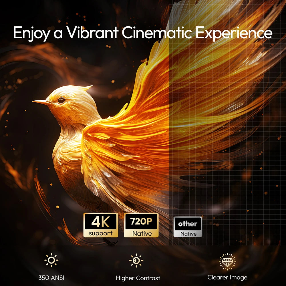 VEVSHAO A12 Projector Mini Portable LED Video Android 13.0 WIFI 6
