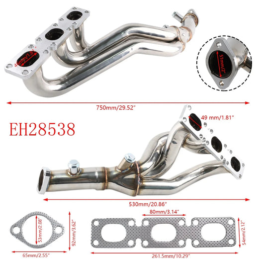 Performance Exhaust Headers for BMW M54 (2000-2006: M54B22/M54B25/M54B30) – Fits E36/E46/E93/E60 320i/325i/525i/530i 2.5L/3.0Li