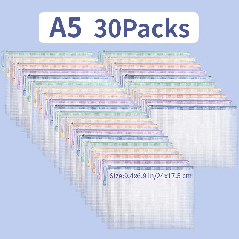 Zipper Mesh Bags A4/A5 Plastic Zipper Bags For Organizing Zipper Bag