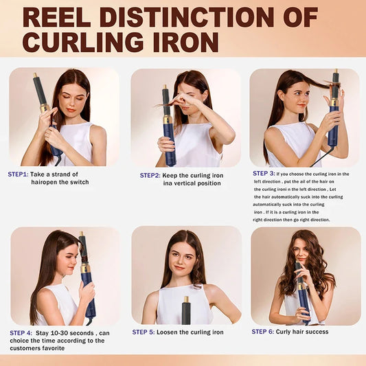Professional Air Hair Styler 5 In 1 Low Noise Hair Curling Straightening Hair Drying 1000W Hot Air Brushes