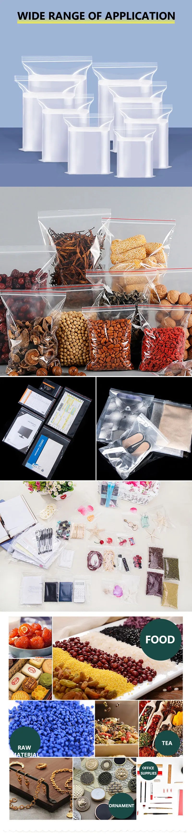 100Pcs Thicken Zipper Sealed Bags Clear Plastic Storage Zipper Bags