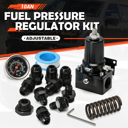 Fuel Pressure Regulator 30-140PSI Adjustable Pressure Range 10AN Feed Ports & 10AN Return Port With 0-160PSI Gauge Set
