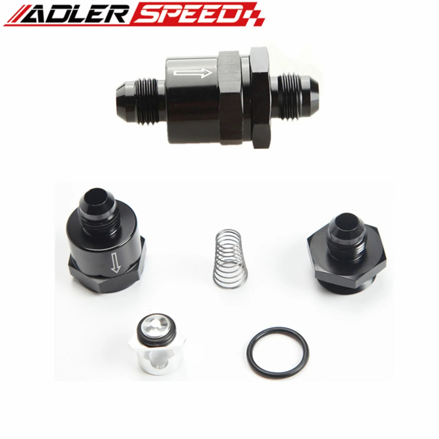 AN6 AN8 AN10 AN12 Aluminium Non Return One Way Check Valve Fuel EFI Fitting Adapter Black