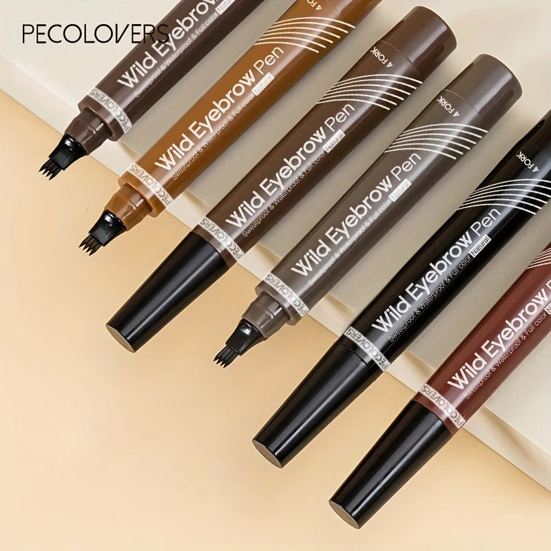 6 Colors 1pc Eyebrow Pen Waterproof 4 Split Tip Eyebrows Pen Eyebrow Tattoo Pen