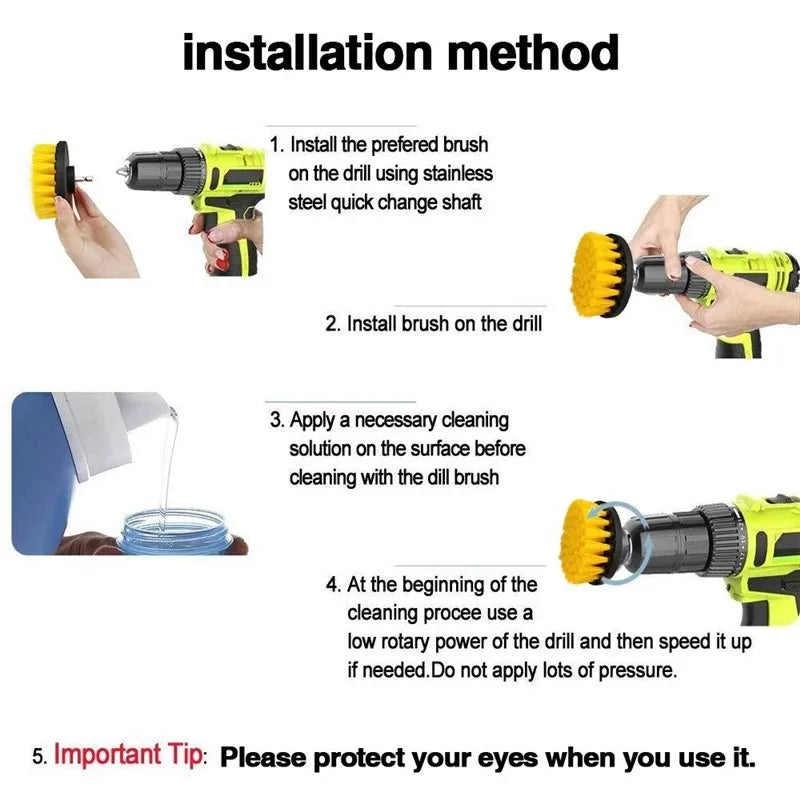 3pcs Drill Brush Attachment Set Power Scrubber Brush