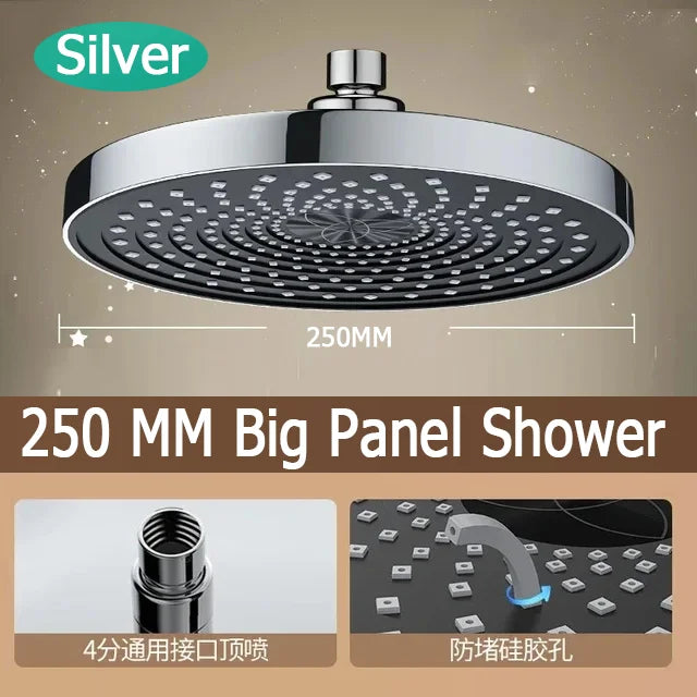 10 Inches Supercharge Shower Head Set 3 Modes High Pressure Rainfall Bathroom Shower 