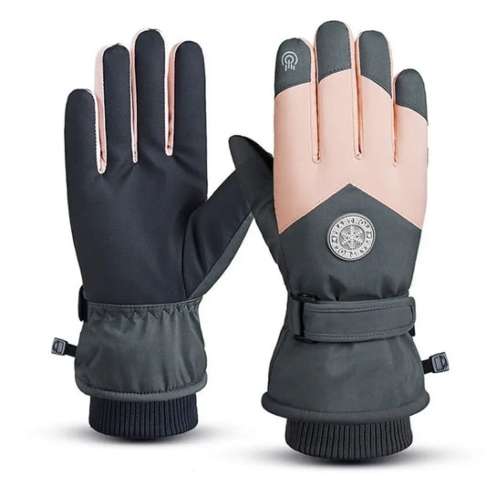 Winter Snowboard Ski Gloves PU Leather Non-slip