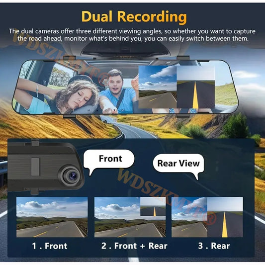 4.3Inch Rearview Mirror DVR Car ultra-thin 1080P Video Recorder Dual-Len Dash Cam