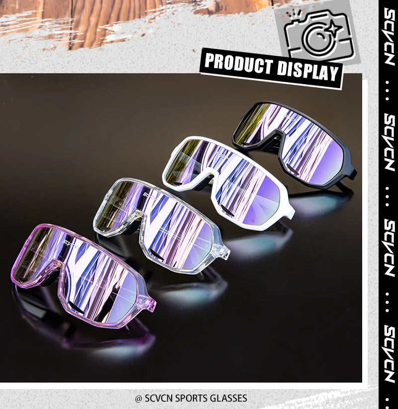 SCVCN New Outdoor Cycling Glasses Bike Sunglasses Men UV400