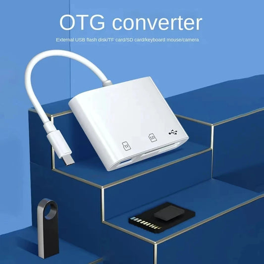 3 In 1 Adapter Type-C, Tf, Cf, Sd, Memory Card Reader, Recorder, Compact Flash Usb-C