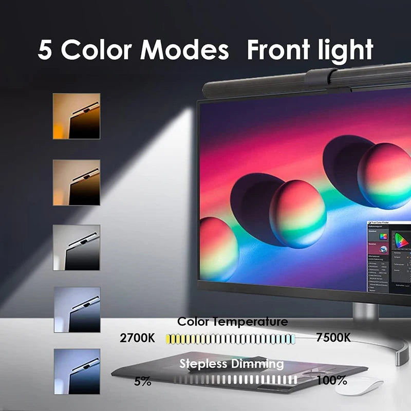 LED Desk Lamp Monitor Light Bar Eye-Care Stepless Dimming Lighting