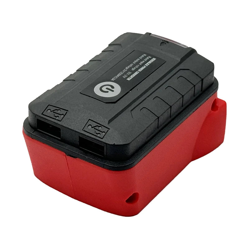 Portable Work Lamp Torch Spotlight LED Light Dual-USB Charging Port Power Bank Adapter Converter for Milwaukee 18V Battery