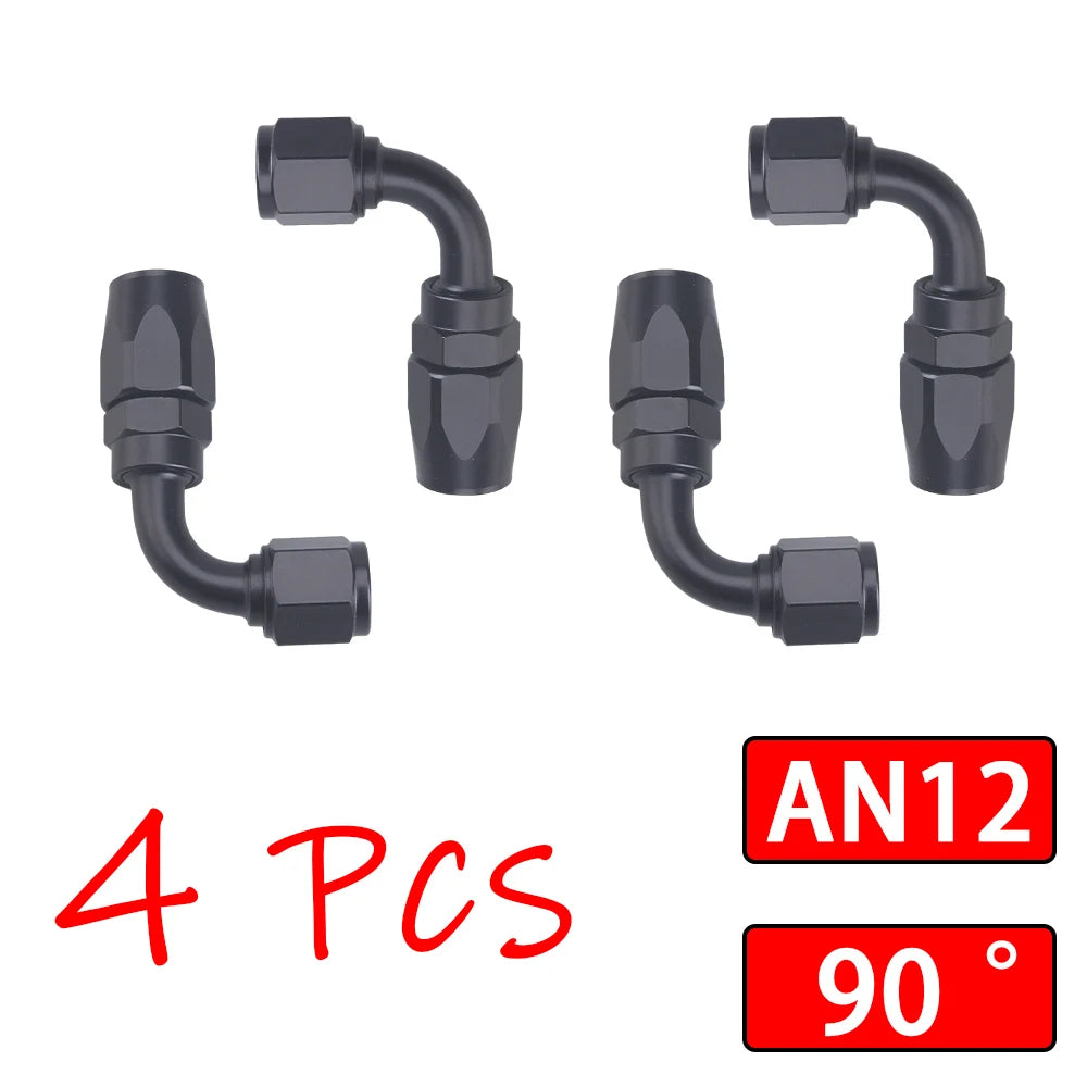 4Pcs Universal AN4 AN6 AN8 AN10 AN12 Straight 45° 90° 120° 180° Degree Oil Fuel Swivel Hose End Fitting Oil Hose End Adaptor Kit