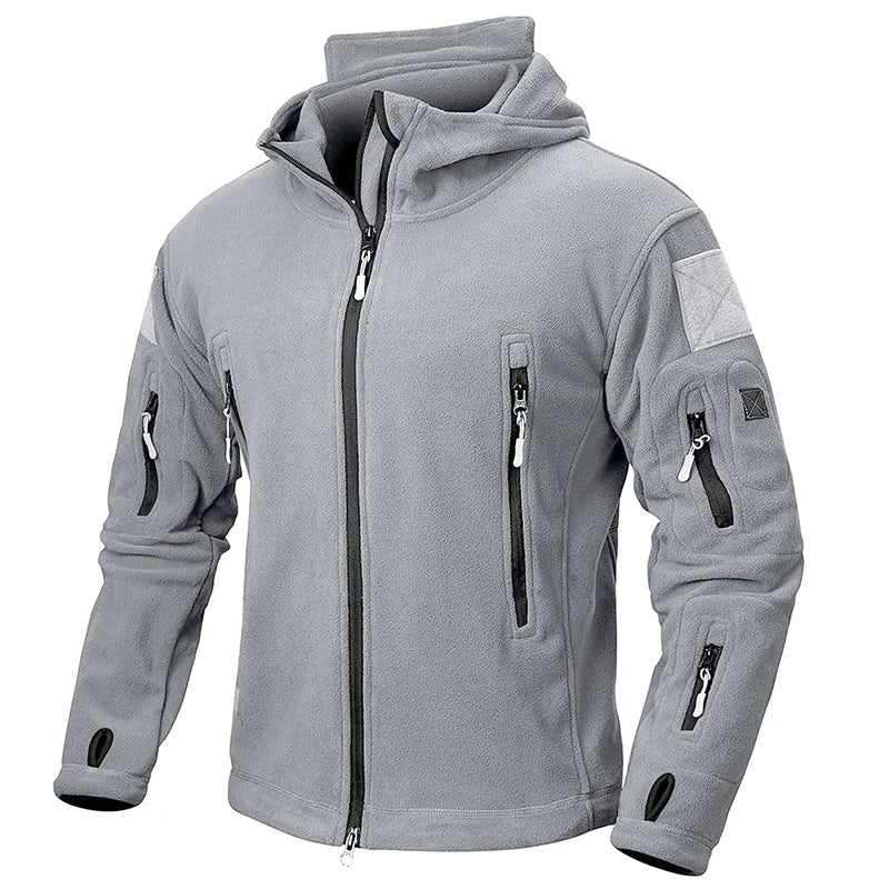 Winter Tactical Fleece Jacket Men Warm Polar Outdoor Hoodie Coat Multi-Pocket Casual Full Zip Sport Hiking Jacket