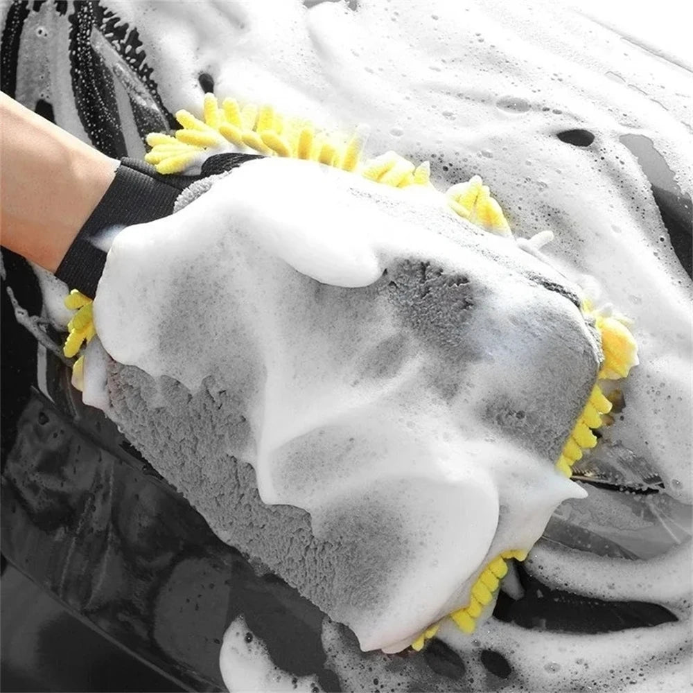 1/5pcs Car Washing Gloves Waterproof Microfiber Chenille Gloves