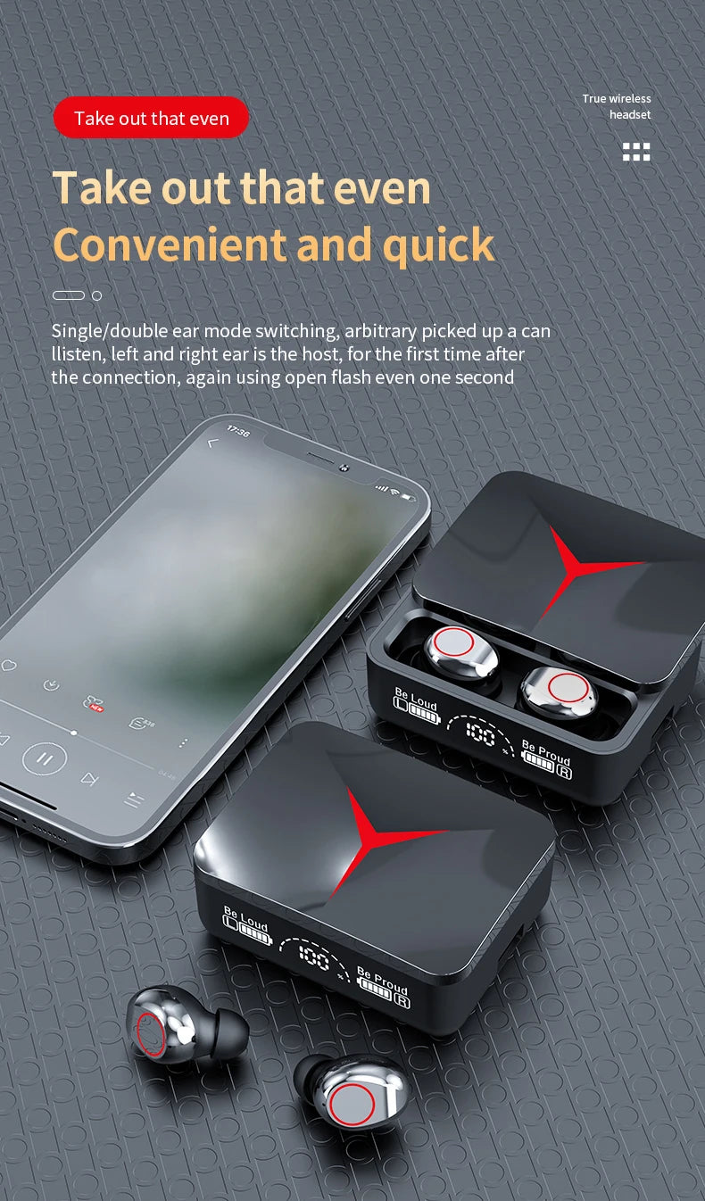 Original TWS M90 Wireless Headphones Sliding Cover Gaming Earphone Bluetooth 5.3