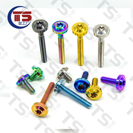 Torx Titanium Bolts 10 pcs TS M4/M5/M6/M8X10/15/20/25/30/35-60mm multicolour grade 5