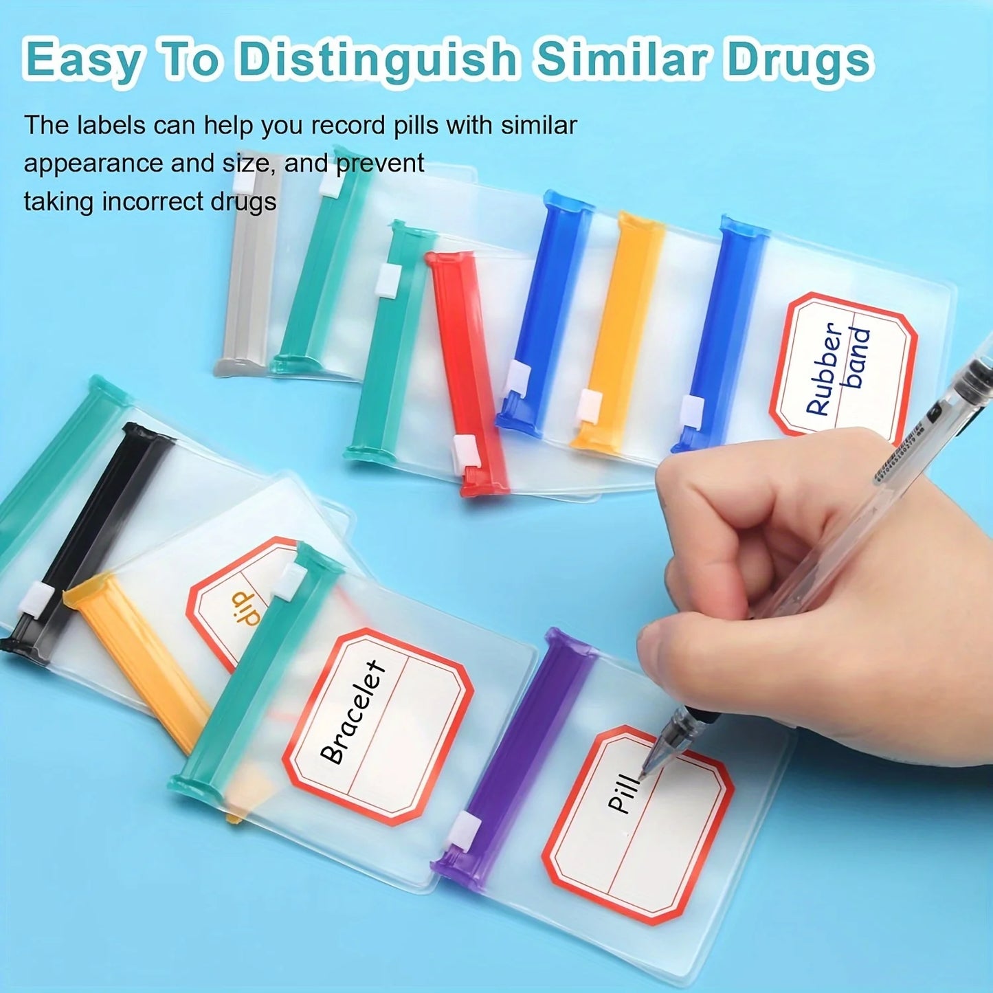 7pcs Pill Pouch Bags Reusable Zippered Pill Pouch Set