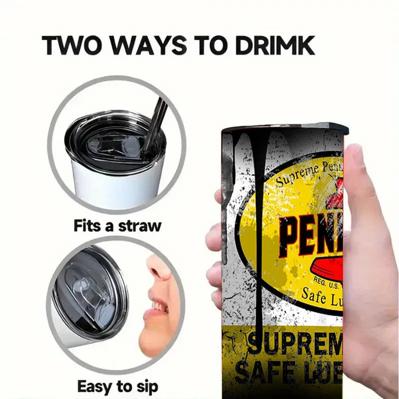 1pcs Stainless Steel Insulated Tumbler with Spill-Proof Lid & Straw - 20oz