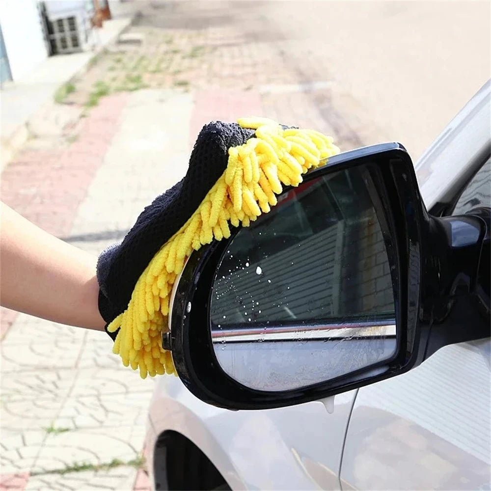 1/5pcs Car Washing Gloves Waterproof Microfiber Chenille Gloves