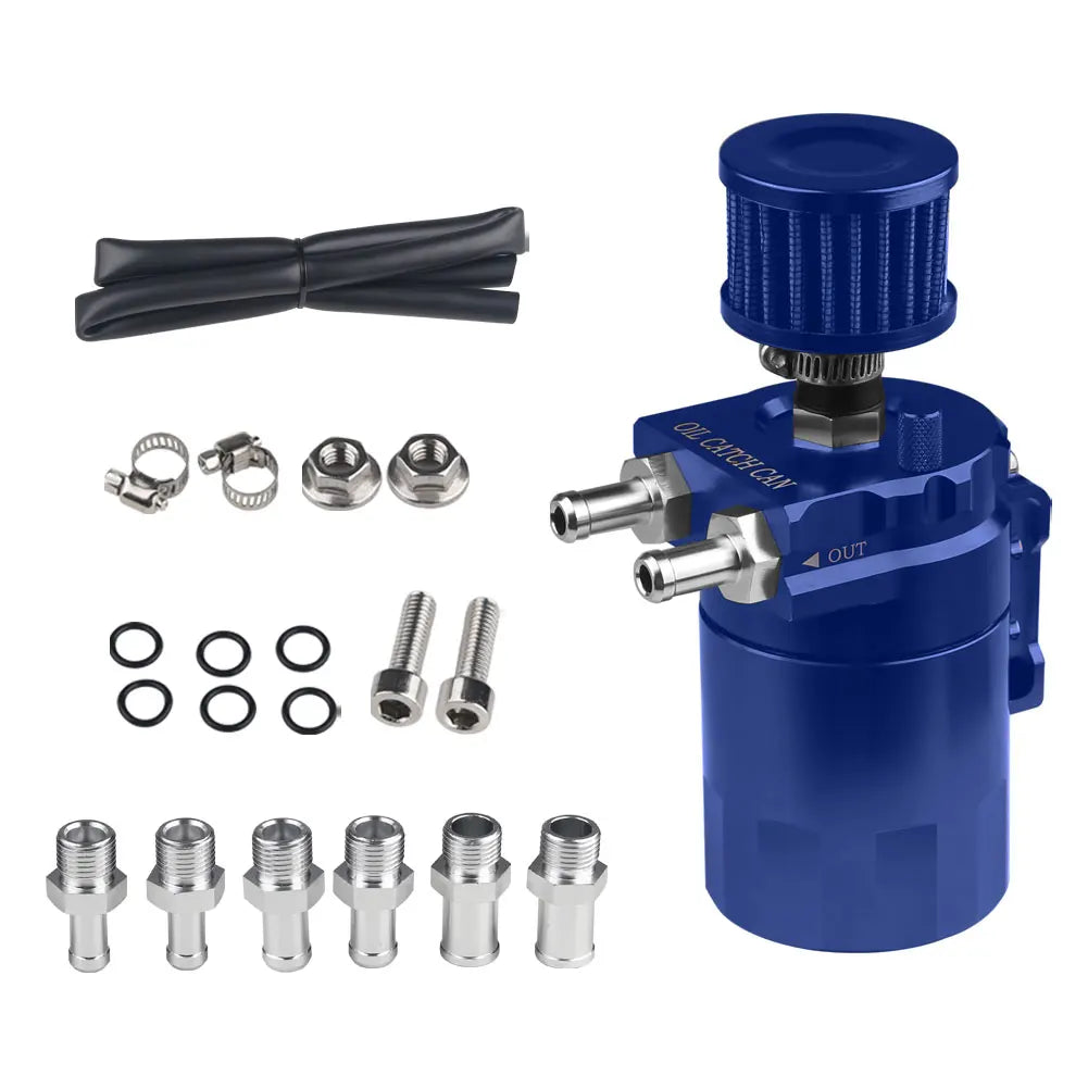 Car Baffled Oil Catch Can Tank Kit with Breather 300ml Aluminum Polish Engine Air Oil Separator Tank Reservoir Kit Universal