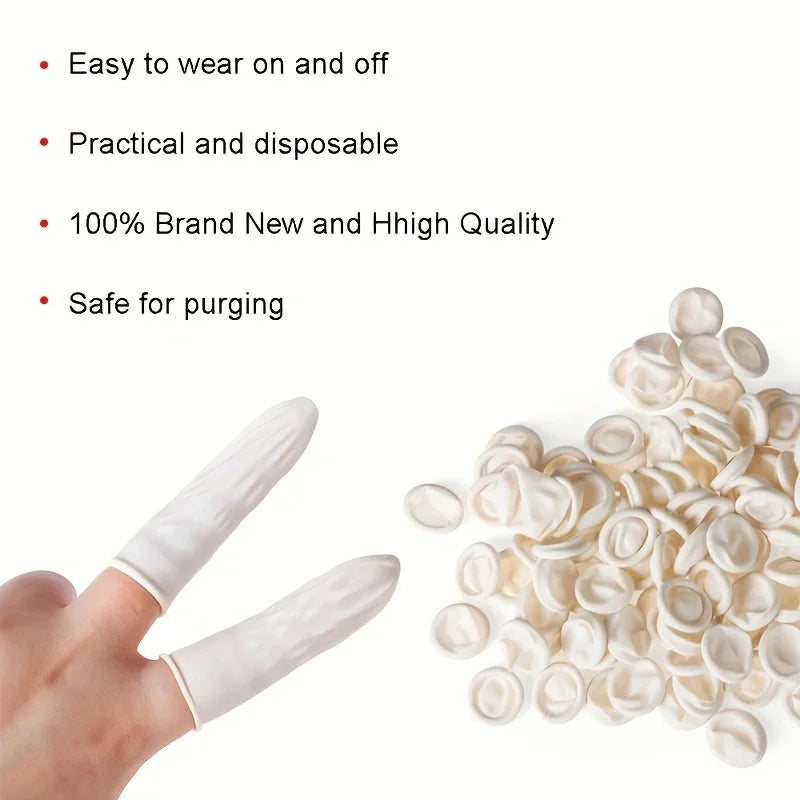 100Pcs Disposable Fingertips Protector Gloves Natural Rubber
