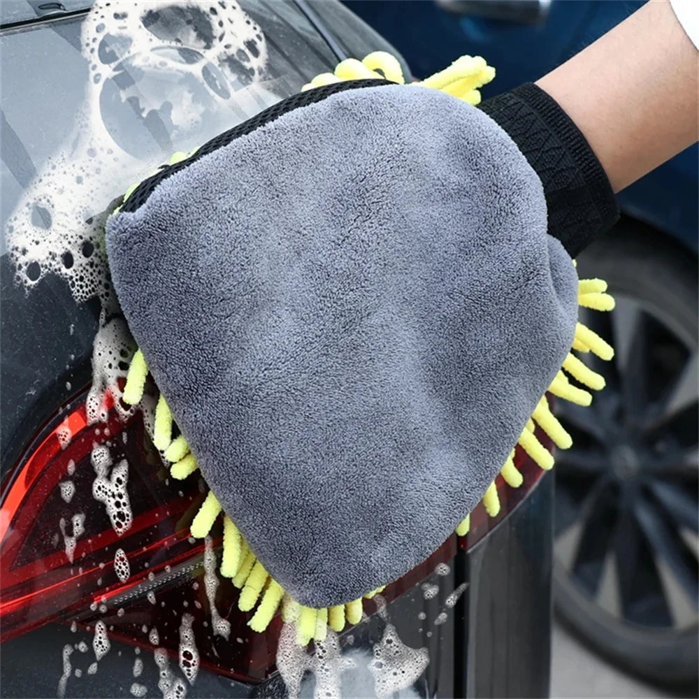 1/5pcs Car Washing Gloves Waterproof Microfiber Chenille Gloves