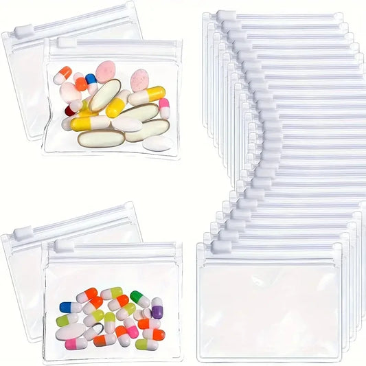 5pcs Self-Sealing Reusable Pill Pouch for Travel Medication and Small Items
