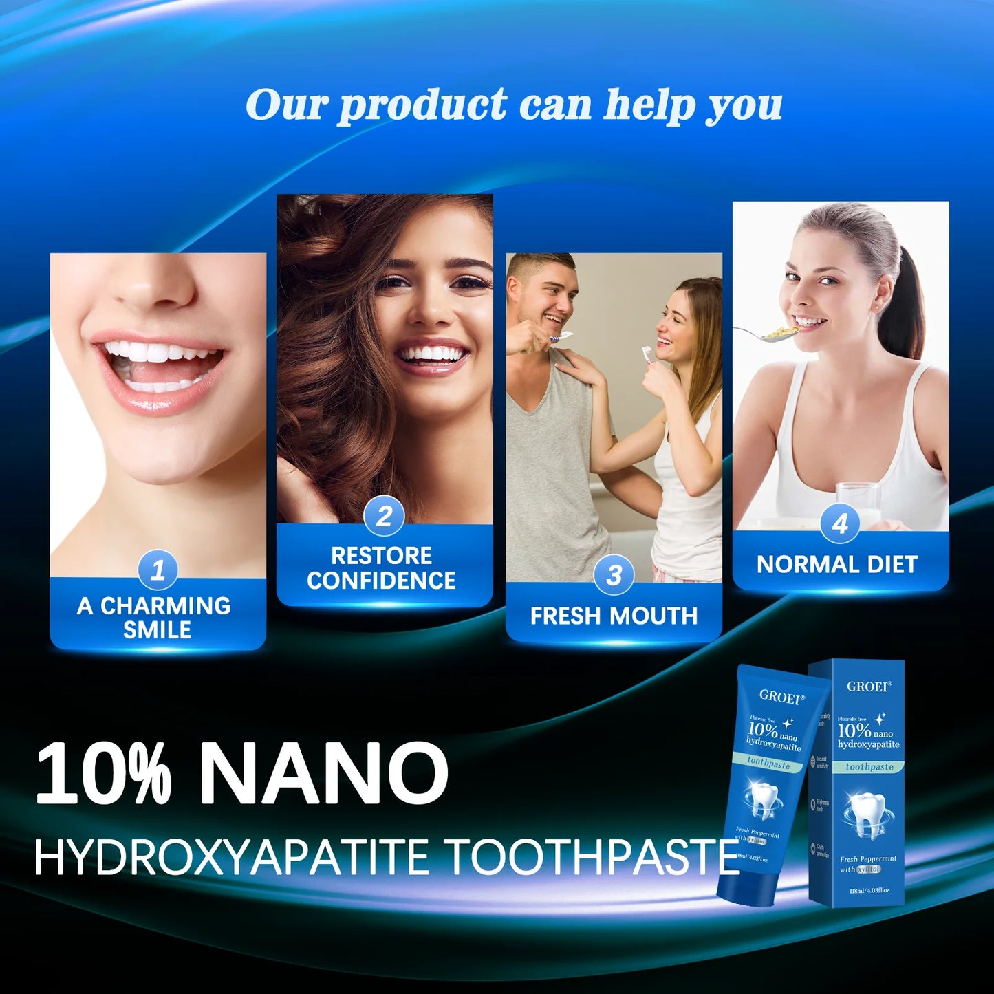 1-5pcs 10% Nano-Hydroxyapatite Toothpaste Cleaning Whitening Dental Reduce Tooth Stains Plaque Fresh Breath Prevent Bad Breath