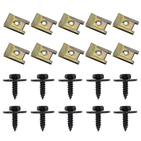 20pc Chassis Engine Guard Metal Nut/Screw Washers U-shape Clip Car Fender Bumper Screws For BMW Hex Speed Fastener 