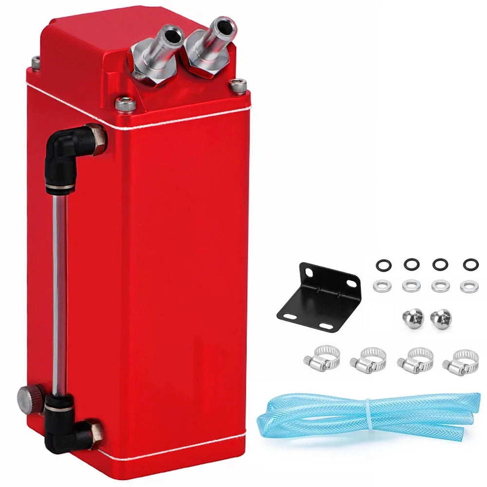 Universal Square Style Oil Catch Can Oil Tank Reservoir Breather Kit 0.5L Aluminium Racing Fuel Surge