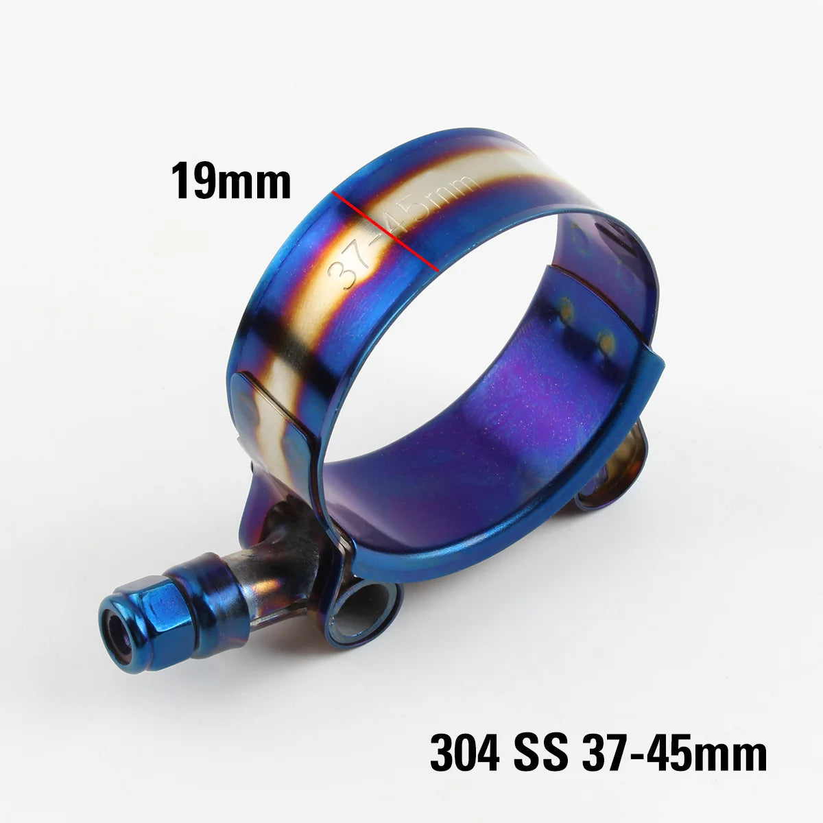 Stainless Steel Car Hose Clamp Kit 1.48" To 5.2" Universal T Bolt Style Adjustable Pipe Fix Clip 37mm To 130mm Hose Clamp Titanium Blue Style
