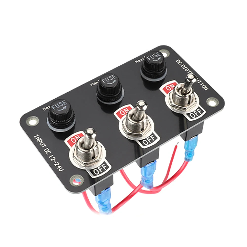 3 Gang/6 Gang Toggle Switch Panel 12V/24V On/Off Rocker Toggle Switch with 10A Fuse Racing Cars RV Camper Marine Boat Yacht