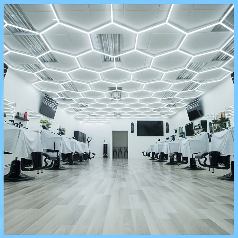 Hexagon Garage Ceiling Light Cold Light garage lights DIY hexagon LED lights hex lights garage Tube AC85-265V Hexagonal Garage Honeycomb lights for Garage Basement Warehouse Auto Beauty Shop Car Detailing Gym Basement Hair S