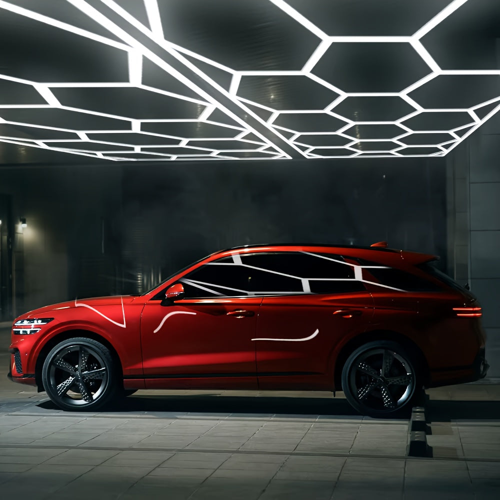 Hexagon Garage Ceiling Light Cold Light garage lights DIY hexagon LED lights hex lights garage Tube AC85-265V Hexagonal Garage Honeycomb lights for Garage Basement Warehouse Auto Beauty Shop Car Detailing Gym Basement Hair S