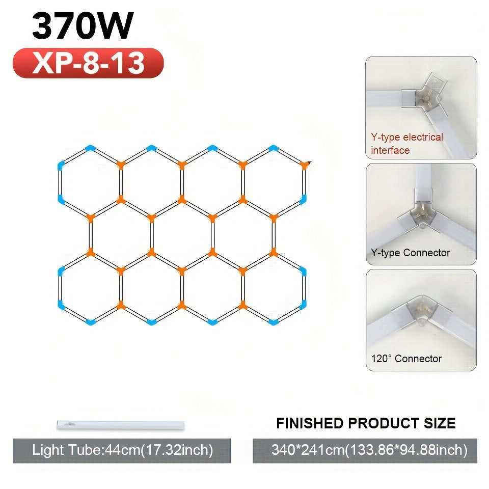 Hexagon Garage Ceiling Light Cold Light garage lights DIY hexagon LED lights hex lights garage Tube AC85-265V Hexagonal Garage Honeycomb lights for Garage Basement Warehouse Auto Beauty Shop Car Detailing Gym Basement Hair S