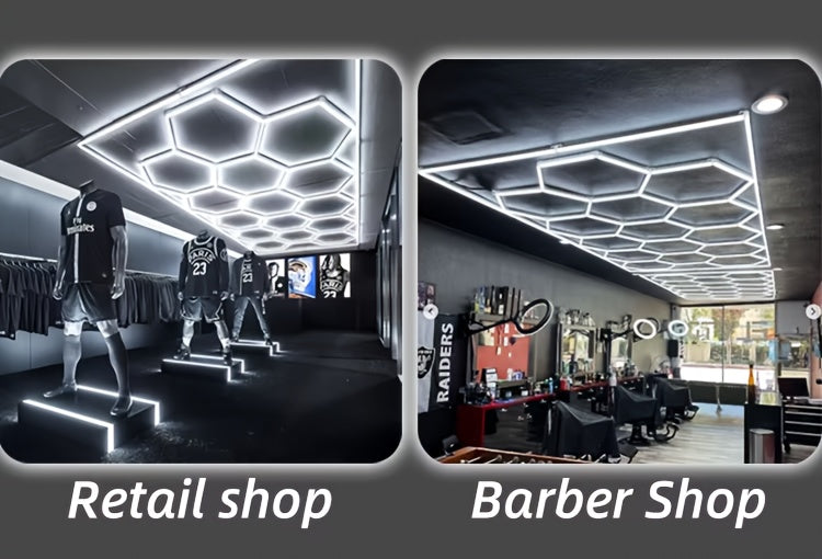 Hexagon Garage Ceiling Light Cold Light garage lights DIY hexagon LED lights hex lights garage Tube AC85-265V Hexagonal Garage Honeycomb lights for Garage Basement Warehouse Auto Beauty Shop Car Detailing Gym Basement Hair S